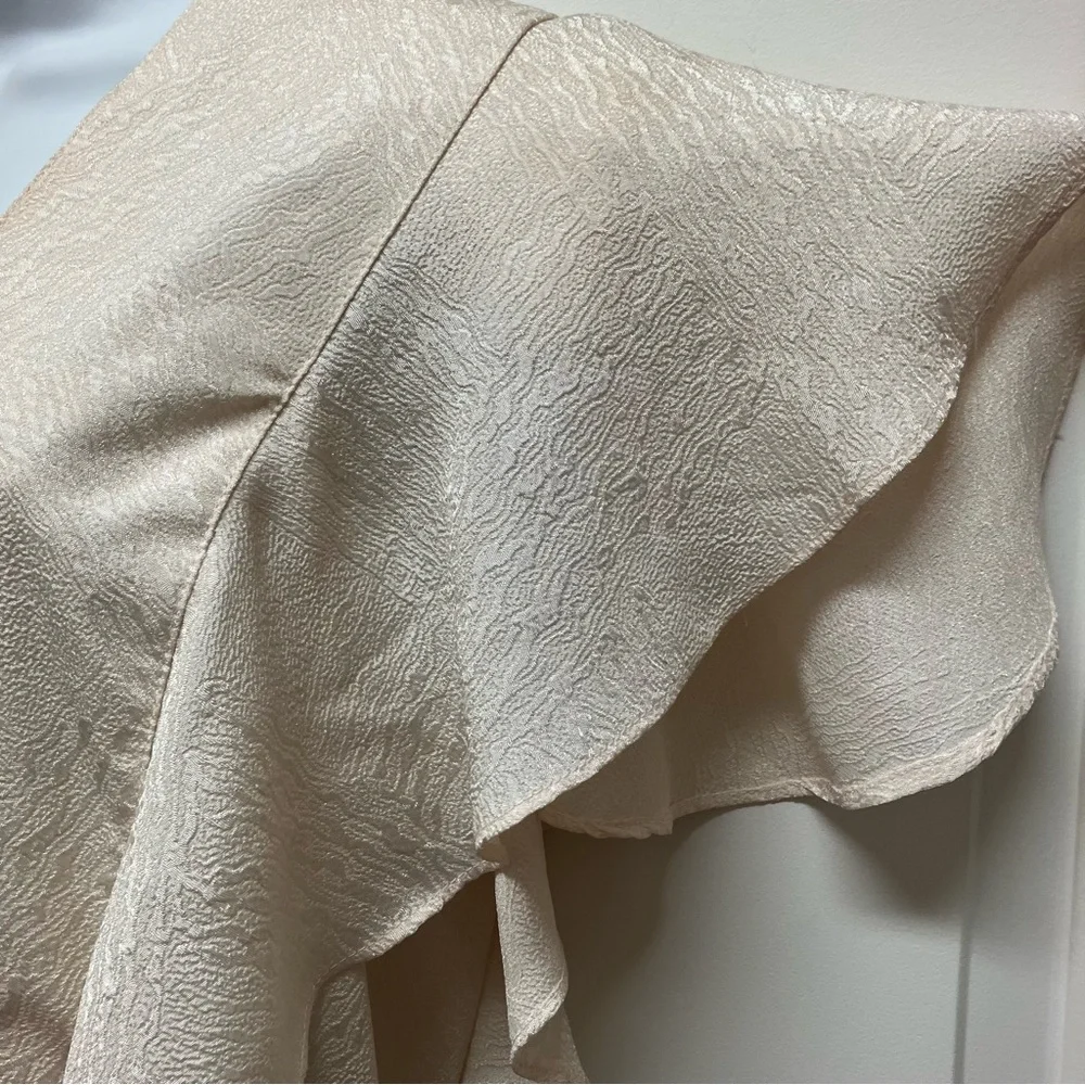 Vintage Sophisticate 80s party dress, ruffle sleeve, flounce hem, cream beige - Picture 12 of 14